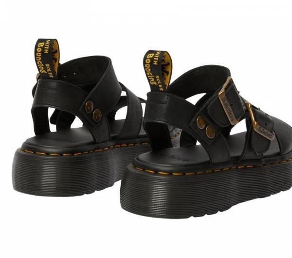 靴 Dr.Martens GRYPHON Gryphon Brando Leather Gladiator Sandals in Black Brando