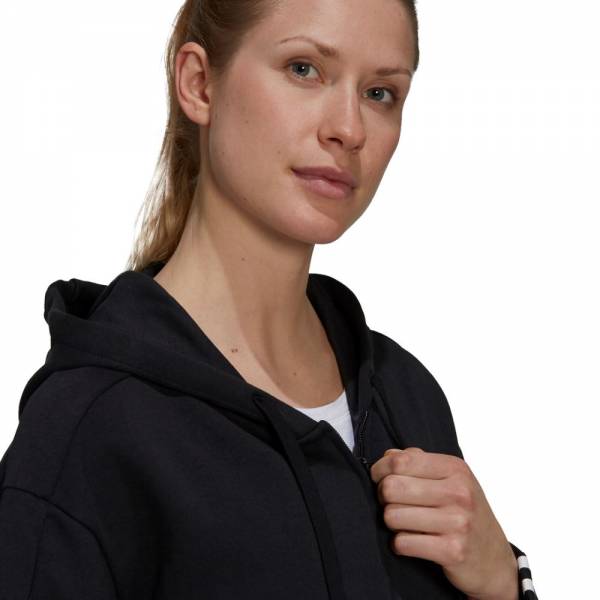 ADIDAS WOMENS ESSENTIALS LOOSE-CUT 3-STRIPES FULL-ZIP HOODIE - GS1380