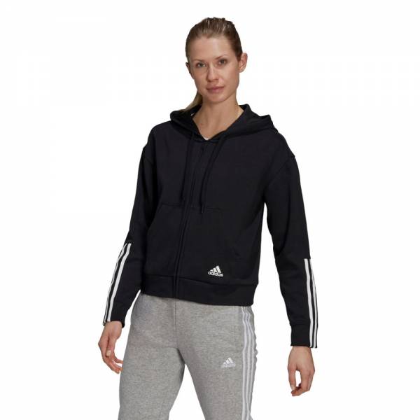 ADIDAS WOMENS ESSENTIALS LOOSE-CUT 3-STRIPES FULL-ZIP HOODIE - GS1380