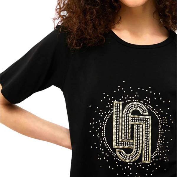 LIU JO ECO FRIENDLY T-SHIRT WITH APPLIQUE GEMSTONES - TA3091-J5923-R9812