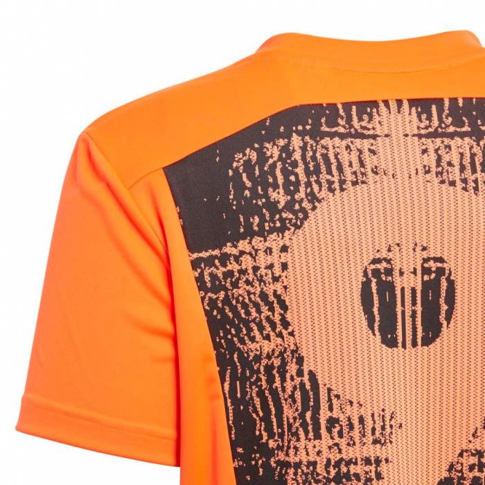 ADIDAS Boys Orange YB Messi Icon Striped V-Neck Jersey T-shirt