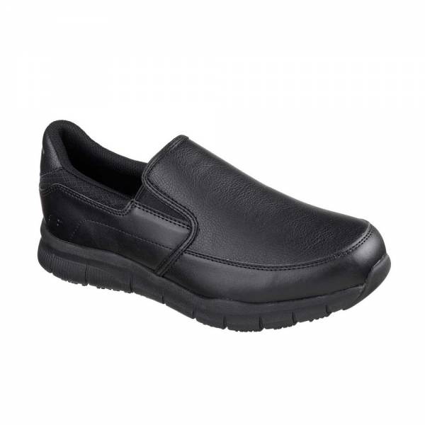 SKECHERS WORK NAMPA GROTON RELAXED FIT SLIP RESISTANT SHOES - 77157-BLK