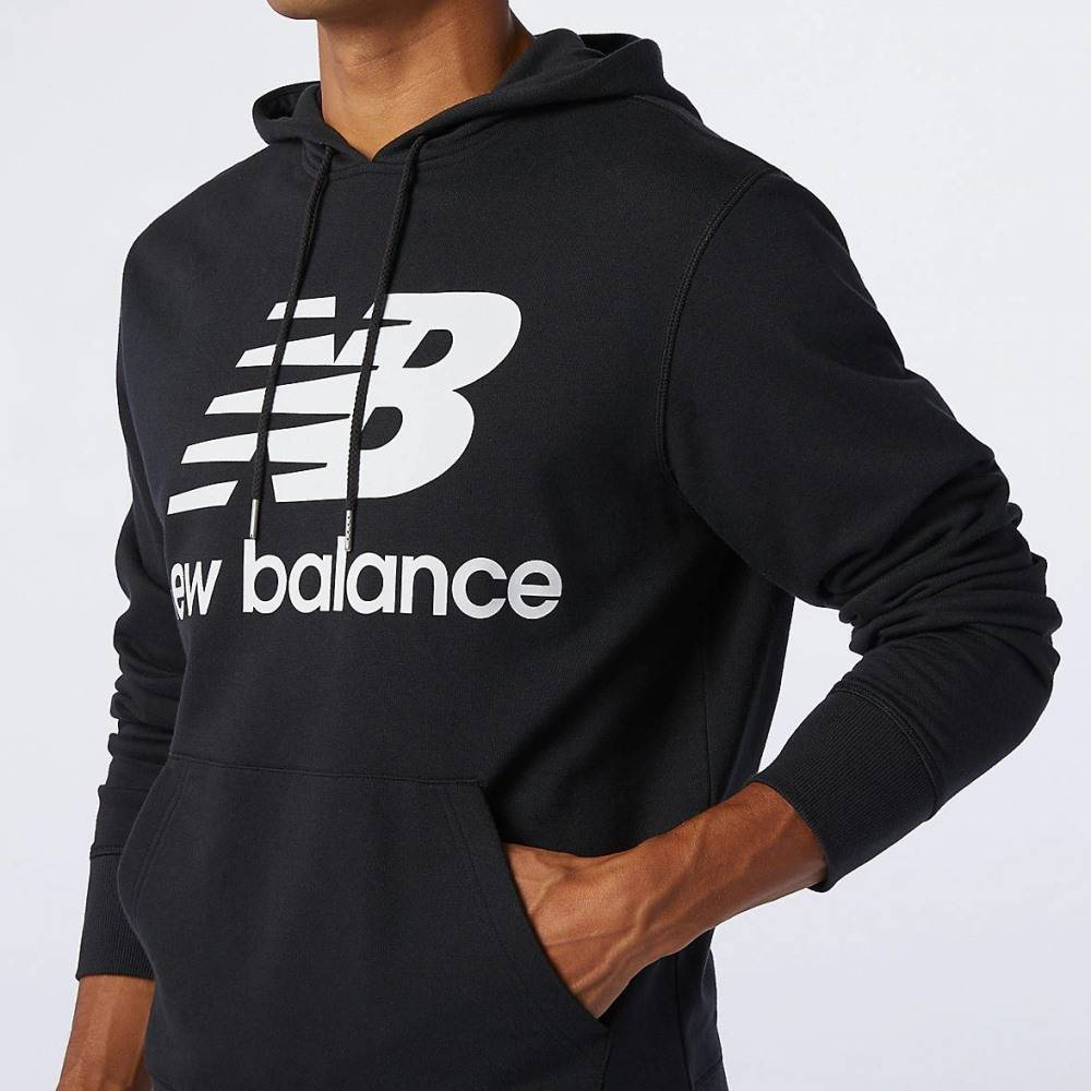 NEW BALANCE ESSENTIALS STACKED HOODIE - MT03558-BK