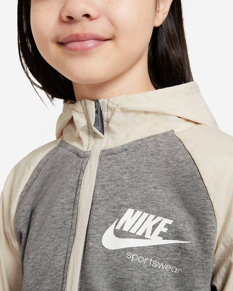 NIKE GIRLS SPORTSWEAR HERITAGE FULL ZIP HOODIE CU8293 091